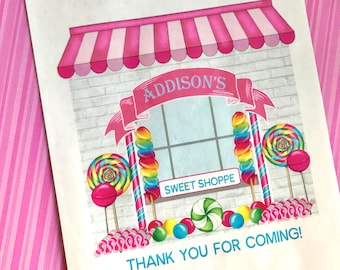 Personalized Candy Favor Bags, Sweet Shoppe Party glassine paper treat bags