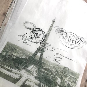 French Favor bags, Large French patisserie bags, boulangerie bags, Paris Party treat bags, glassine bags, Vintage Eiffel Tower bags image 1
