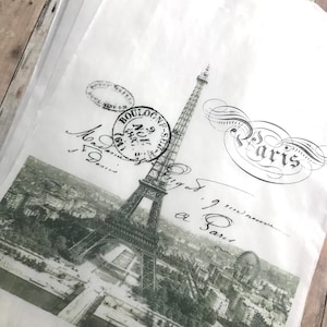 French Favor bags, Large French patisserie bags, boulangerie bags, Paris Party treat bags, glassine bags, Vintage Eiffel Tower bags