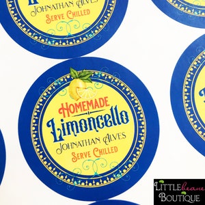 Custom Limoncello Labels, Mediterranean Stye Labels, Italian Stickers, Homemade Limoncello Bottle labels image 2