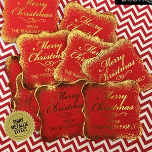 Gold Christmas Labels, Metallic Foil Christmas labels, Gift stickers, Christmas Stickers, Personalized gift labels, Christmas present labels