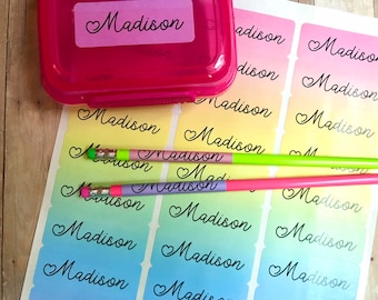School Supplies Labels - Back to school Labels - Rainbow Name Labels - School Stickers - Kids school labels - Preschool Labels