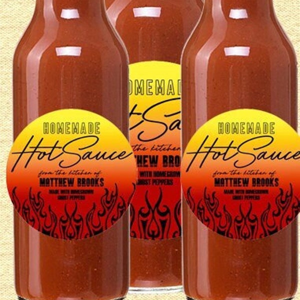 Hot Sauce Labels - Hot Sauce Stickers - Homemade Hot Pepper Sauce labels - Hot sauce Jar Labels - Personalized Labels - homemade hot sauce