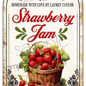 Waterproof Jam Labels, Personalized Strawberry Jam Label, Custom Fruit ...