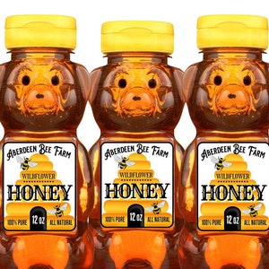 Waterproof Honey Bear Labels, Custom Honey Bear Bottle Label, Bear Honey label, Wildflower Honey, personalized Honey Label, Beehive label
