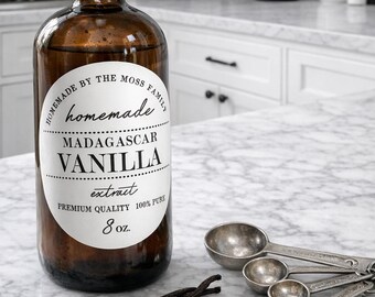 Waterproof Vanilla Extract Labels | Custom Baking Sticker Set of 12 |  Vanilla Bottle Stickers