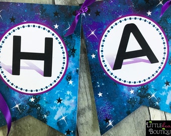 Blue Galaxy Birthday Banner Party Decoration Backdrop