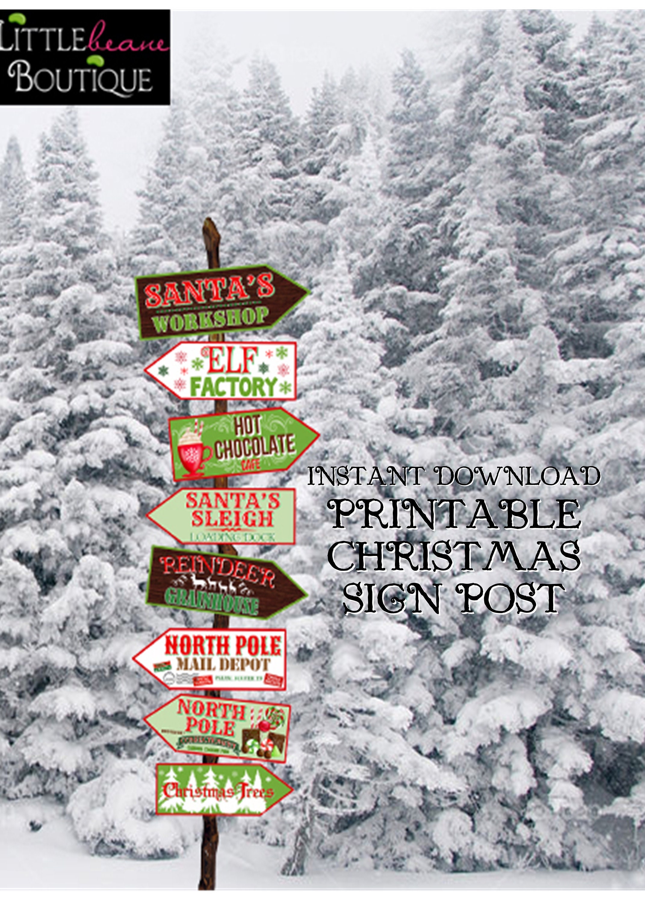 Printable Christmas Signs DIY Santa Claus signs Santas Etsy
