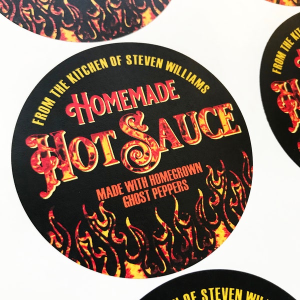 Hot Sauce Labels - Homemade Hot Sauce Stickers - Homemade Hot Pepper Sauce labels - Hot sauce Jar Labels - Personalized Labels