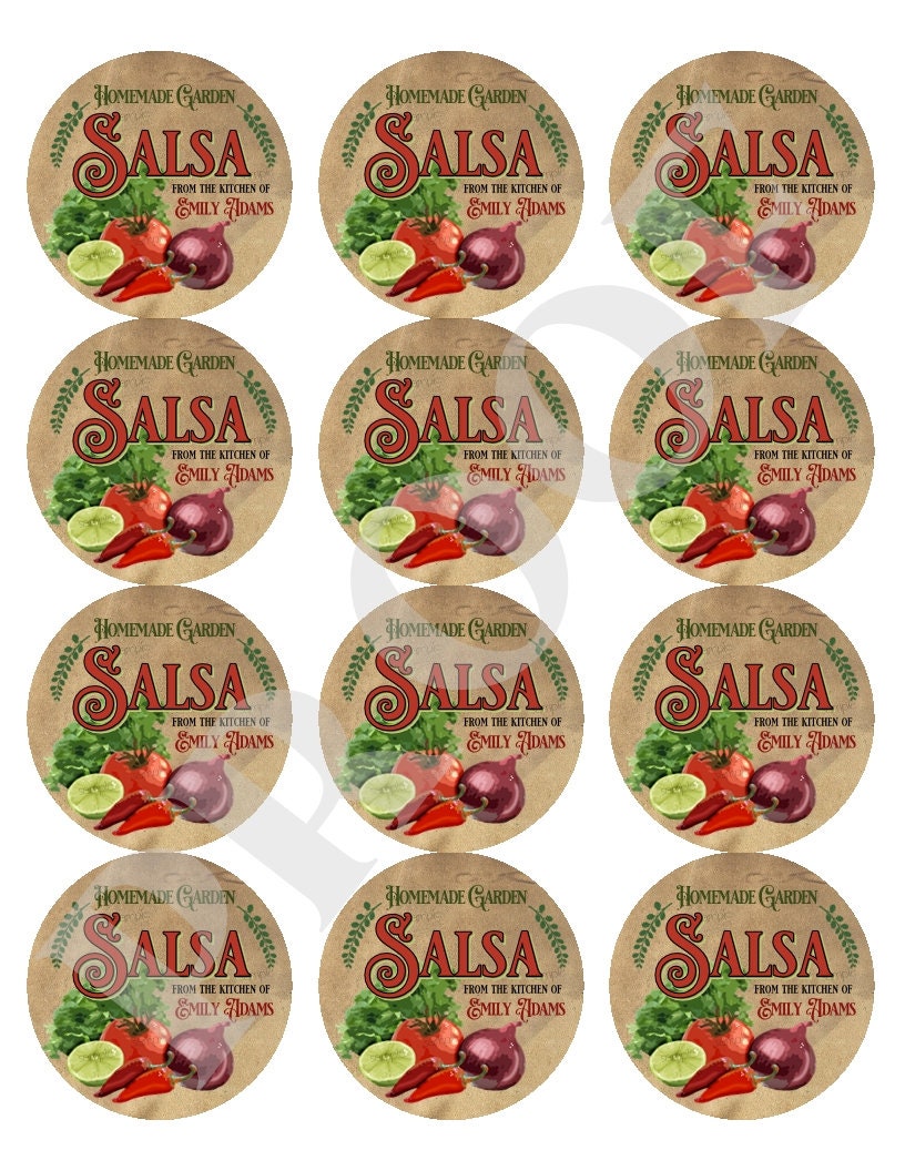 Salsa Labels Garden Salsa Labels Homemade Salsa Labels | Etsy