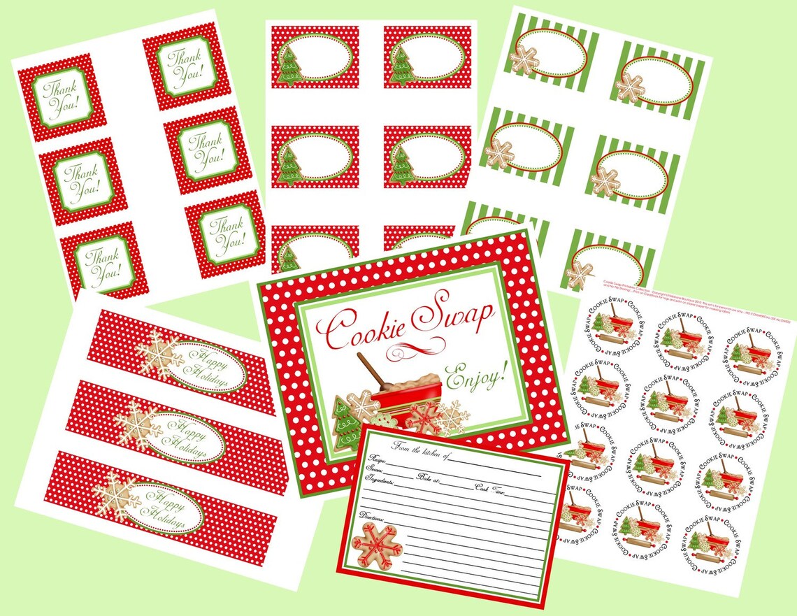 Printable Christmas Cookie Collection Cookie Exchange Cookie - Etsy