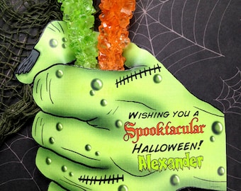 Printable Halloween Candy Tags, DIY, Halloween Candy favors, Halloween Favors, Zombie Favors, Printable Monster Hand halloween Favors