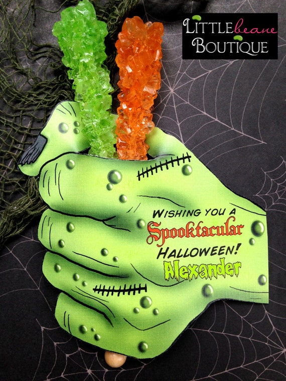 Printable Halloween Candy Tags, DIY, Halloween Candy favors, Halloween Favors, Zombie Favors, Printable Monster Hand halloween Favors Il_570xn