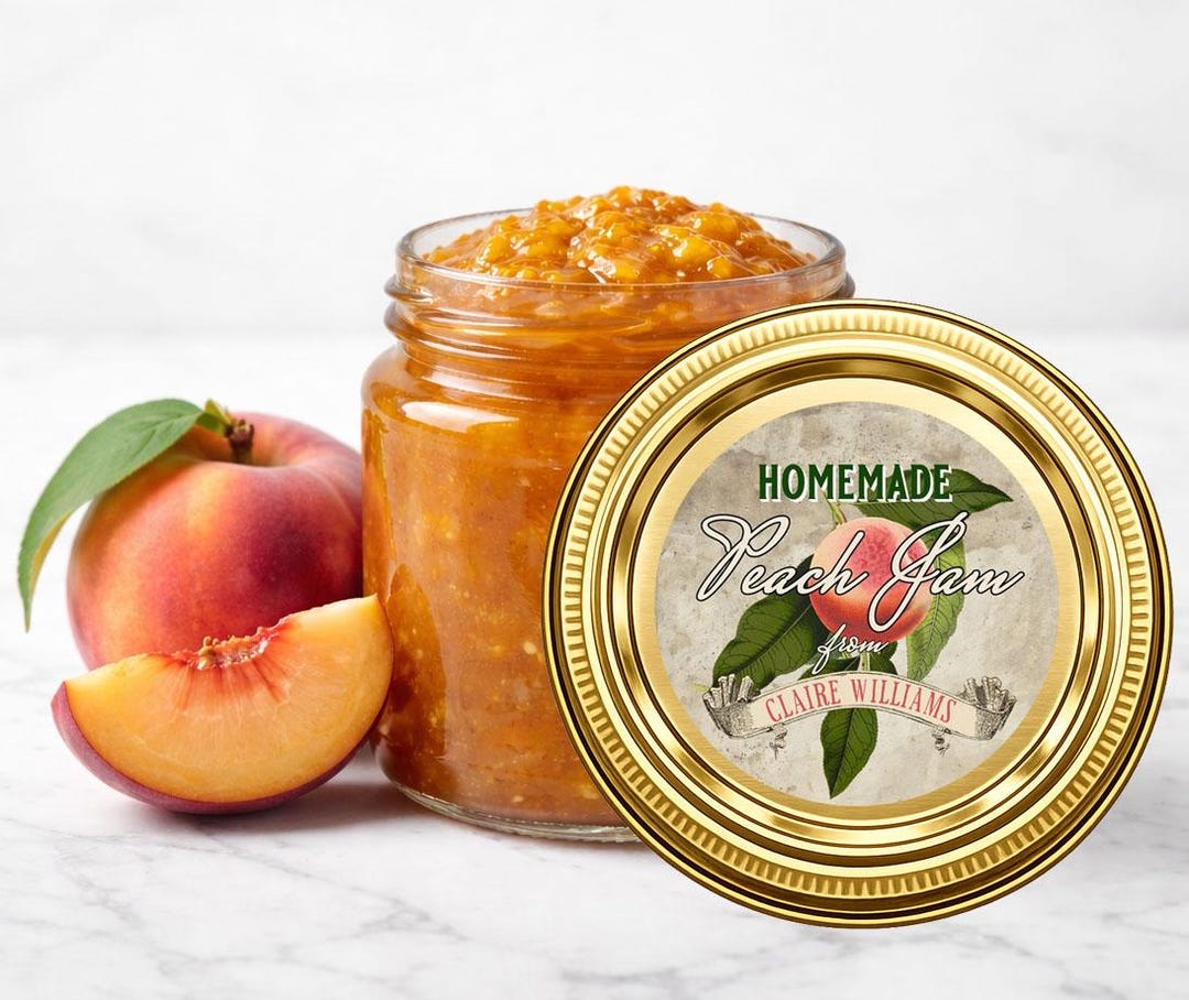 Peach Canning Labels, 2 Inch Fruit Canning Labels, Jelly Jar Label ...