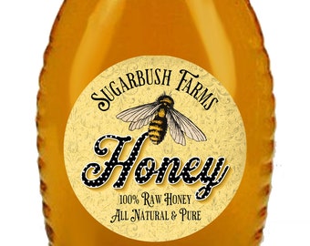 Custom Honey Labels - Personalized Honey Jar Stickers - Honeycomb labels - mason jar labels - Canning labels - honeybee Jar Labels