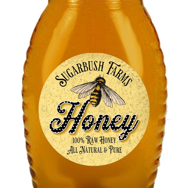 Custom Honey Labels - Personalized Honey Jar Stickers - Honeycomb labels - mason jar labels - Canning labels - honeybee Jar Labels