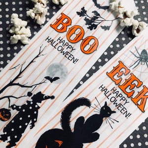 Sacs de pop-corn dHalloween, faveurs dHalloween, sacs de friandises dHalloween vintage, sacs rétro Trick or Treat, sacs de pop-corn personnalisés, fête dHalloween Boo design