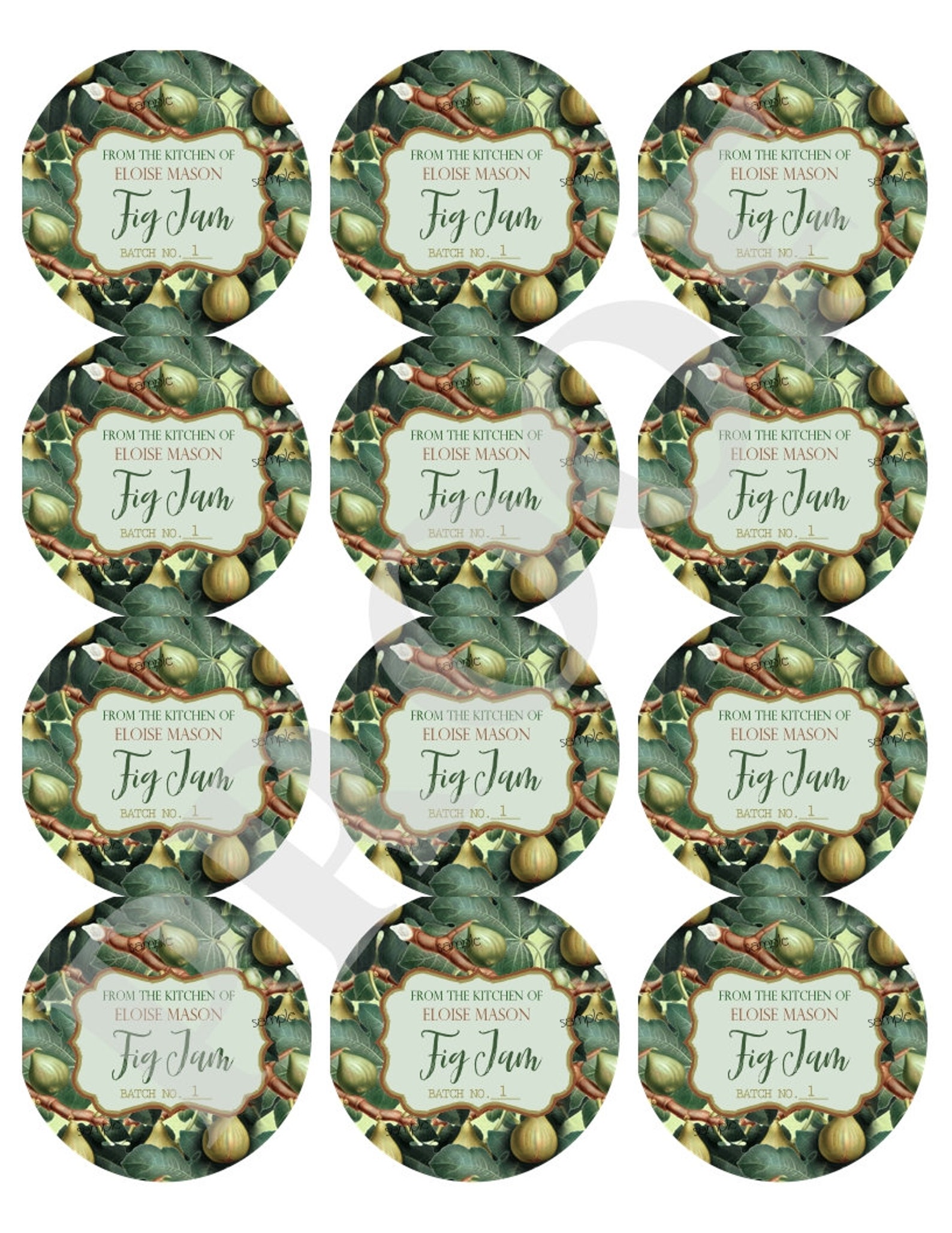 Fig Jam Canning Labels Fig Canning Labels Fig Preserves Etsy