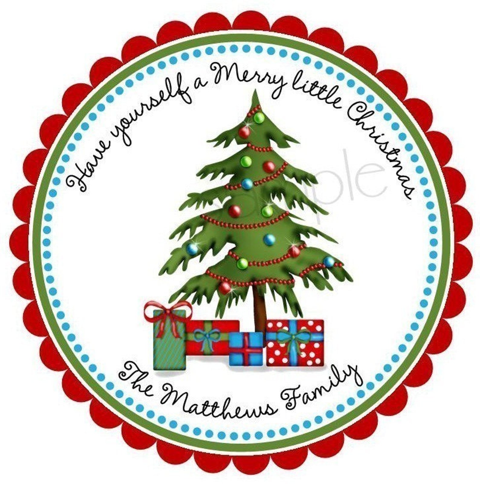 Personalized Christmas Stickers Christmas Tree Christmas  Etsy