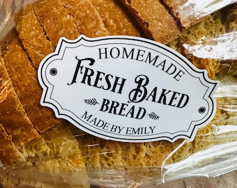 Fresh Baked Bread Labels, Homemade Bread labels, Bakery Bread labels, Baking Labels, Custom stickers , Die cut
