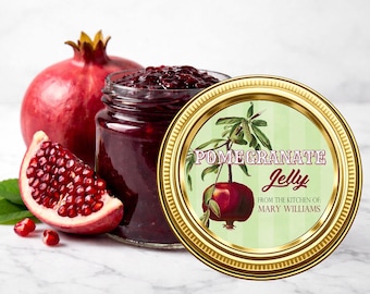 Personalized Pomegranate Jelly Canning Labels, Fruit Jam labels, Kitchen Stickers (Sheet of 12)