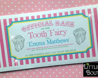 Personalized Tooth Fairy Money Envelopes, Girls, Money Gift, Children, Kids, sold per envelope