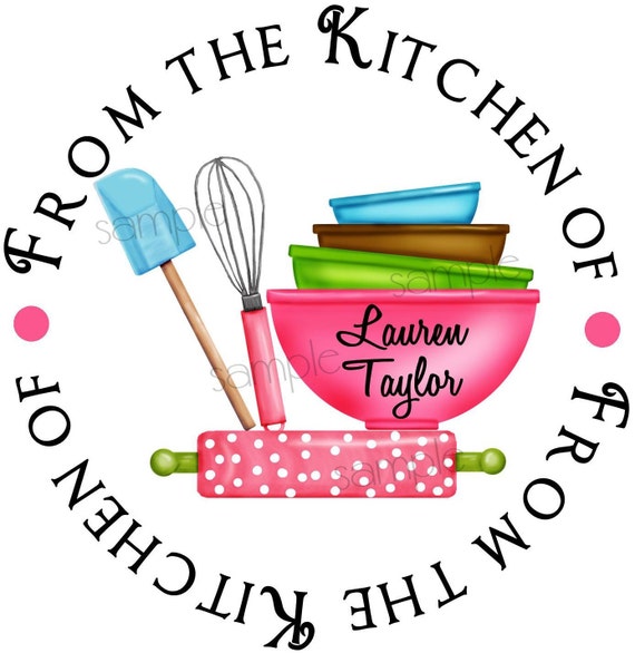 Kitchen stickers, baking labels, Kitchen Supplies, Rolling Pin, Mixing Bowls, Whisk, Baking, Cooking, Gift Stickers, Baked Goods, Set of 12 Il_570xn