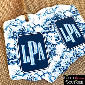 Chinoiserie Gift Tags, Preppy Tags, Monogram Gift Tags, Asian Style Gift Tags, Personalized Tags, Southern Style, Pagoda Birthday Gift Tags