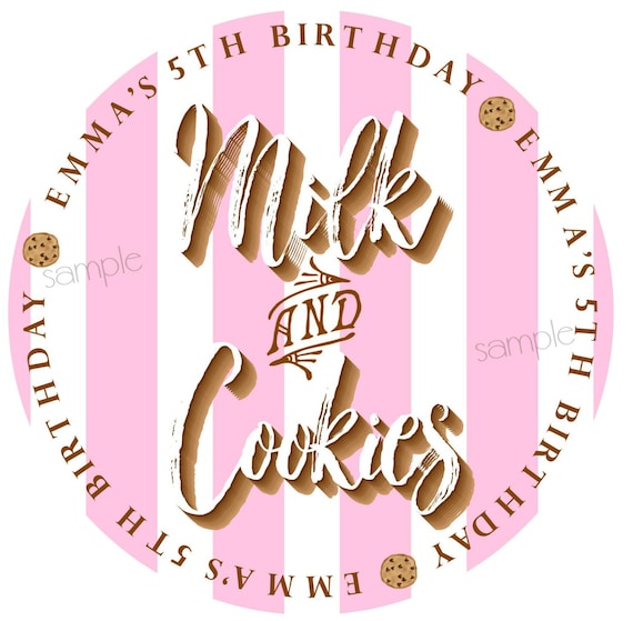 Milk and Cookies Birthday Party, Cookies and Milk, Chocolate Chip Cookie Stickers, Cookie labels,Favor labels Il_570xn