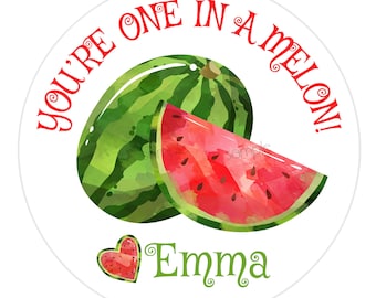 Watermelon Stickers, Red Watermelon Labels, Watermelon Birthday Party, Favor Bag Stickers, Treat Bag Labels, Set of 12
