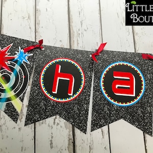 Laser Tag Birthday Banner, Laser tag Banner, Laser tag Birthday Party, Gaming Pennant banner, Party Supplies, Party wall decoration