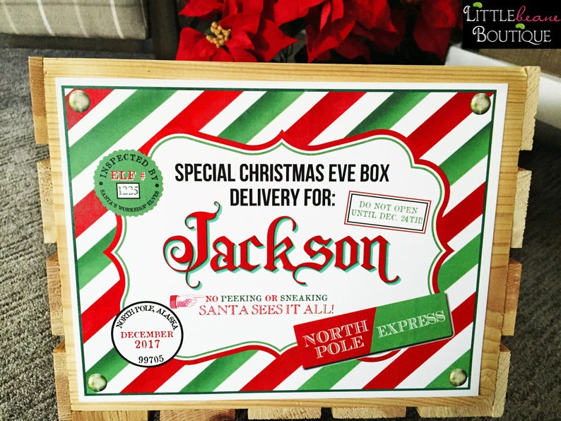 Printable Christmas Eve Box Sign Christmas Eve Box Christmas Etsy