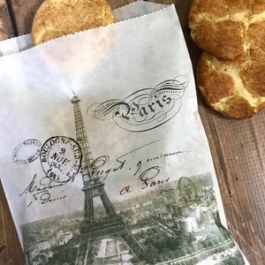 French Favor bags, Large French patisserie bags, boulangerie bags, Paris Party treat bags, glassine bags, Vintage Eiffel Tower bags image 2