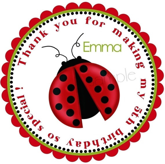 Ladybug Stickers, Ladybug party Labels, Ladybug Birthday party, Gift stickers, ladybug favors, ladybug party favors, set of 12 Il_570xn