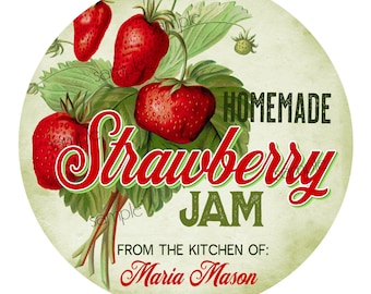 Strawberry Jam labels, Strawberry Jelly Labels, Jam Jar Labels, Strawberry Preserves, mason jar labels, personalized Fruit labels