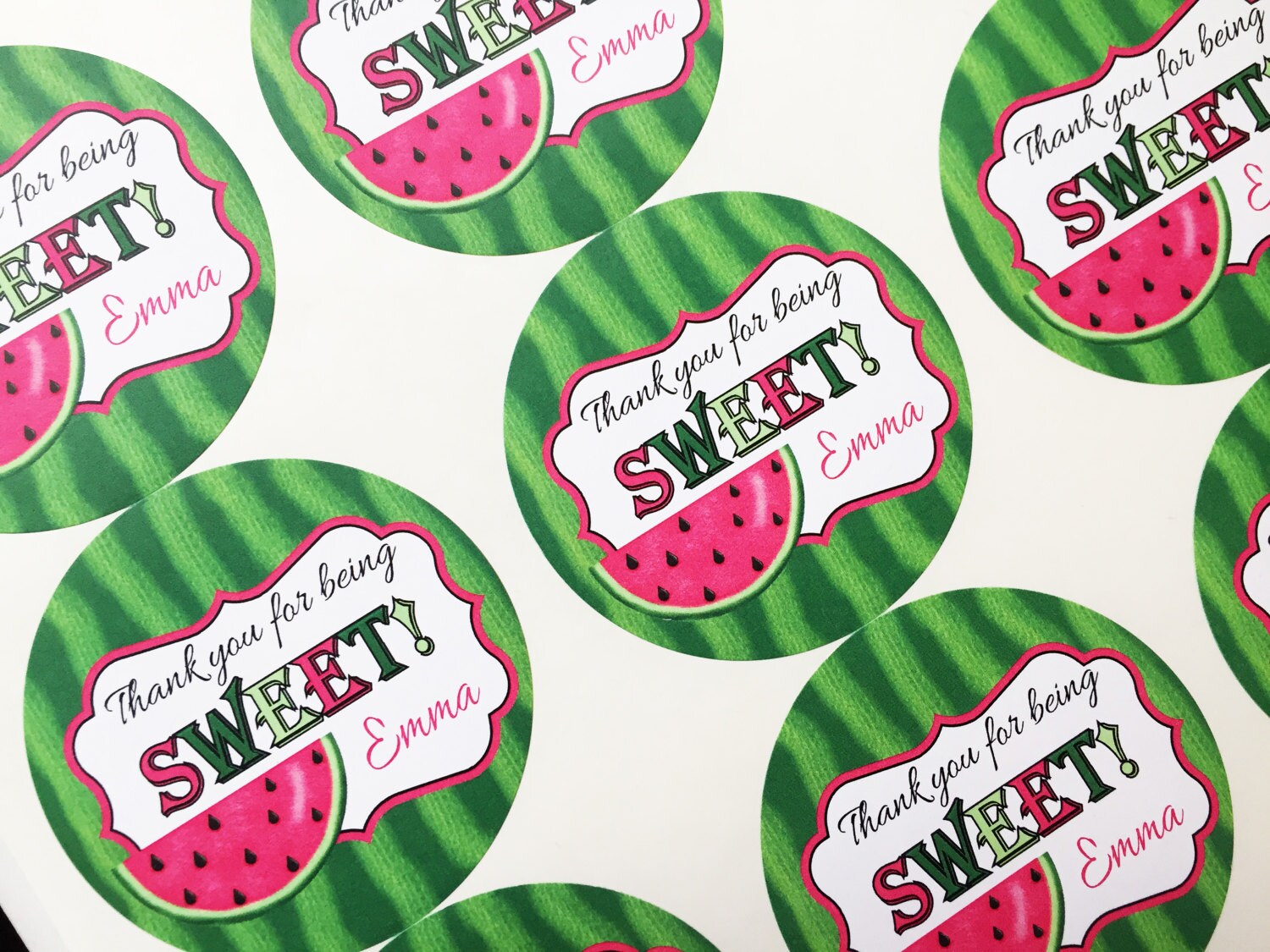 Watermelon Birthday Party Stickers Watermelon Party Favors Etsy