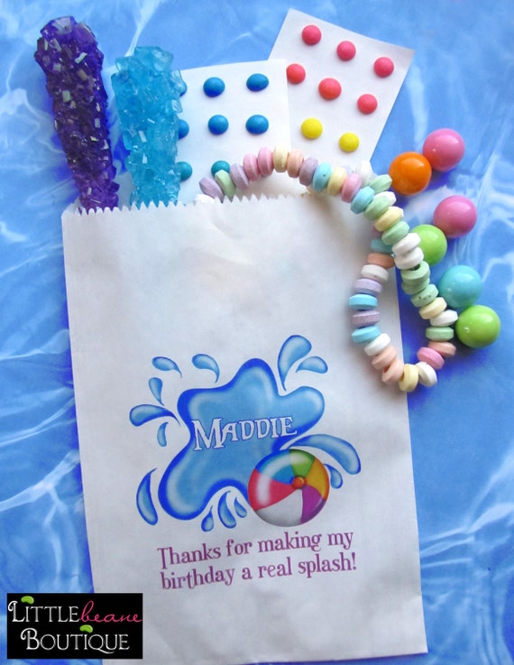 Pool Party, Personalized Candy Bags, Pool party Favor bags, pool party favors,Candy Buffet, Birthday party, Sweets, Treats Il_570xn