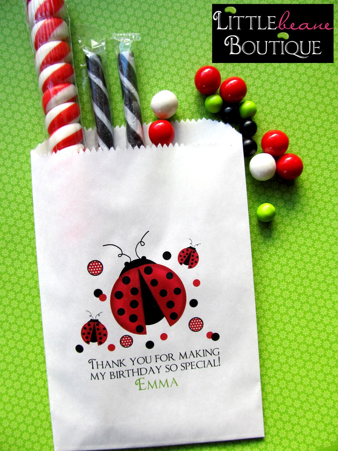 Ladybug Birthday Party Ladybug Favor Bags Personalized Candy Etsy