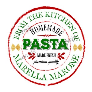 Homemade Italian Pasta Labels, Pasta Noodle, Fresh Pasta Label, homemade Noodle Label, Homemade Pasta Packaging Label, Custom, Personalized