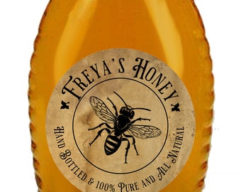 Personalized Honey Jar Labels, Custom Honey Jar Stickers, Honeycomb labels, mason jar labels, rustic Canning labels, honeybee Jar Labels