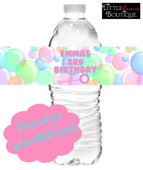 Bubbles Birthday Party Bubble Waterbottle Labels Bubble Etsy