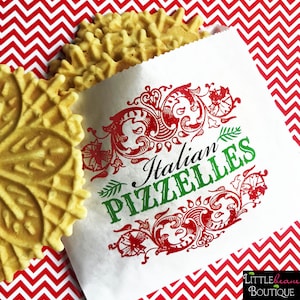 Italian Pizzelle cookie bags, Custom Cookie bags, Pizza Party, Italian Pizzeria favor bags