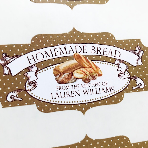 Pegatinas de pan personalizadas, etiquetas de pan casero, etiquetas para regalar pan, etiquetas de pan artesanal, etiquetas para hornear, de la cocina de
