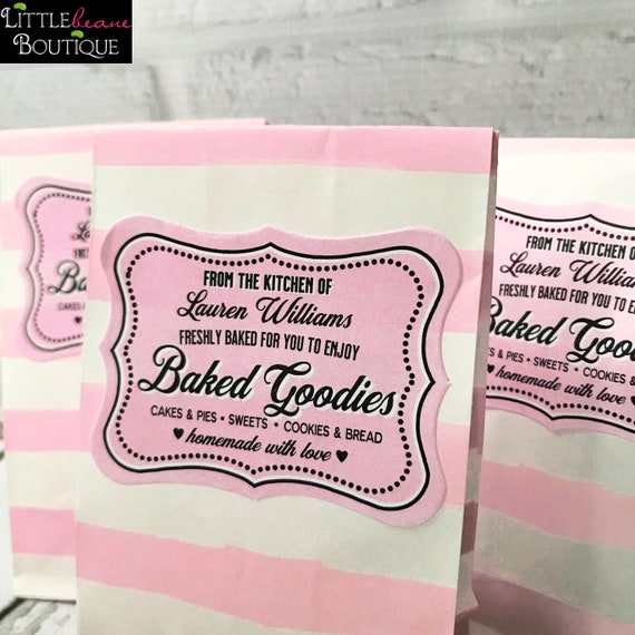 Baking Stickers - Pink and Black Baking Labels - Personalized Baking Stickers - Treat Labels - From the Kitchen of - Kitchen Labels Il_570xn