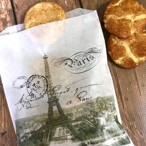 French Favor bags, Large French patisserie bags, boulangerie bags, Paris Party treat bags, glassine bags, Vintage Eiffel Tower bags image 5