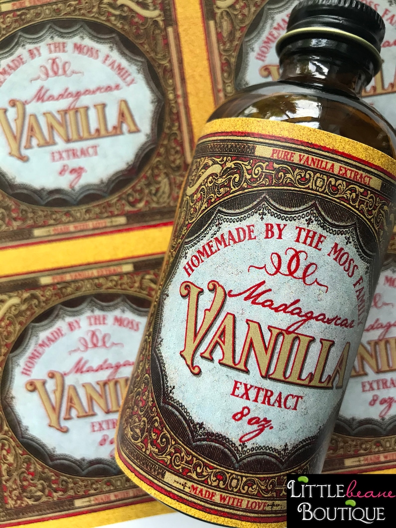 Custom Vintage Vanilla Extract Labels Homemade Vanilla Etsy