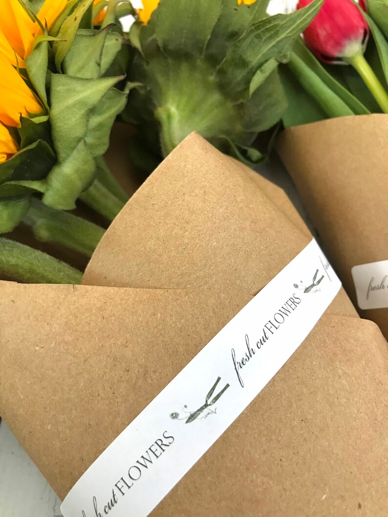 Fresh Flower Stickers, Floral Gift Labels, Bloom Bar Labels, Bouquet ...