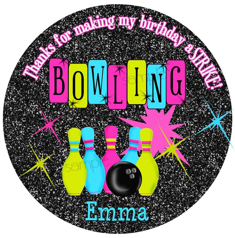 Boys Bowling Stickers Bowling Birthday Party Cosmic Bowling Etsy