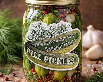 Personalized Homemade Pickle Jar Labels, Custom Mason jar Vegetable canning Sticker tags