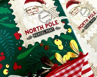 Santa Stamp Gift Labels, Santa Stamp Gift Sticker, Santa Stamp label, Santa Mail, North Pole Stamp, Faux Christmas Stamp tags, Santa tags